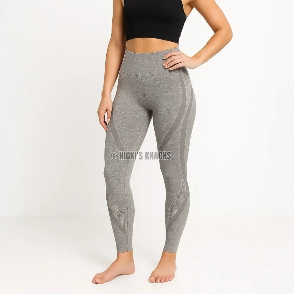 Gray Seamless Compression Contour Leggings High Waist Gym Athleisure Size S